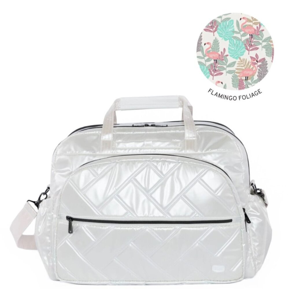 Lug Steamboat SE Duffel Bag Metallic Diamond with Flamingo Foliage Interior